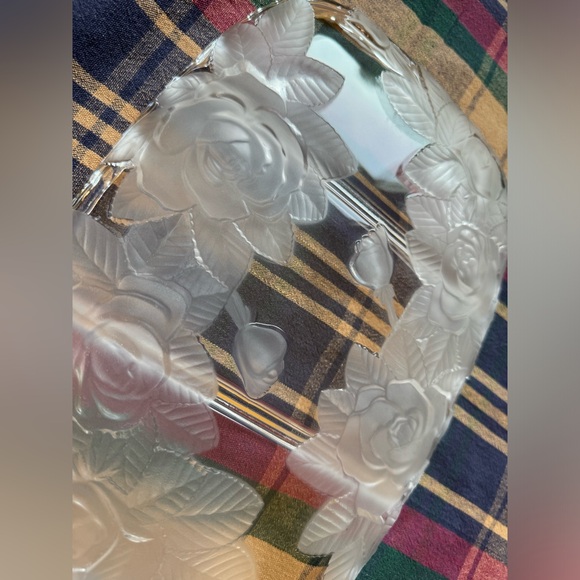 Vintage Studio Nova Winter Rose Frosted Glass 3 Part Serving Platter - Picture 3 of 10